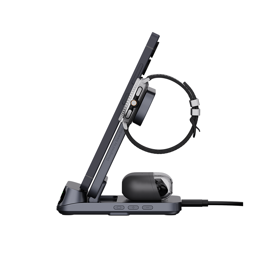 SwanScout 708S - Încărcător wireless 3 în 1 pentru Samsung cu ceas