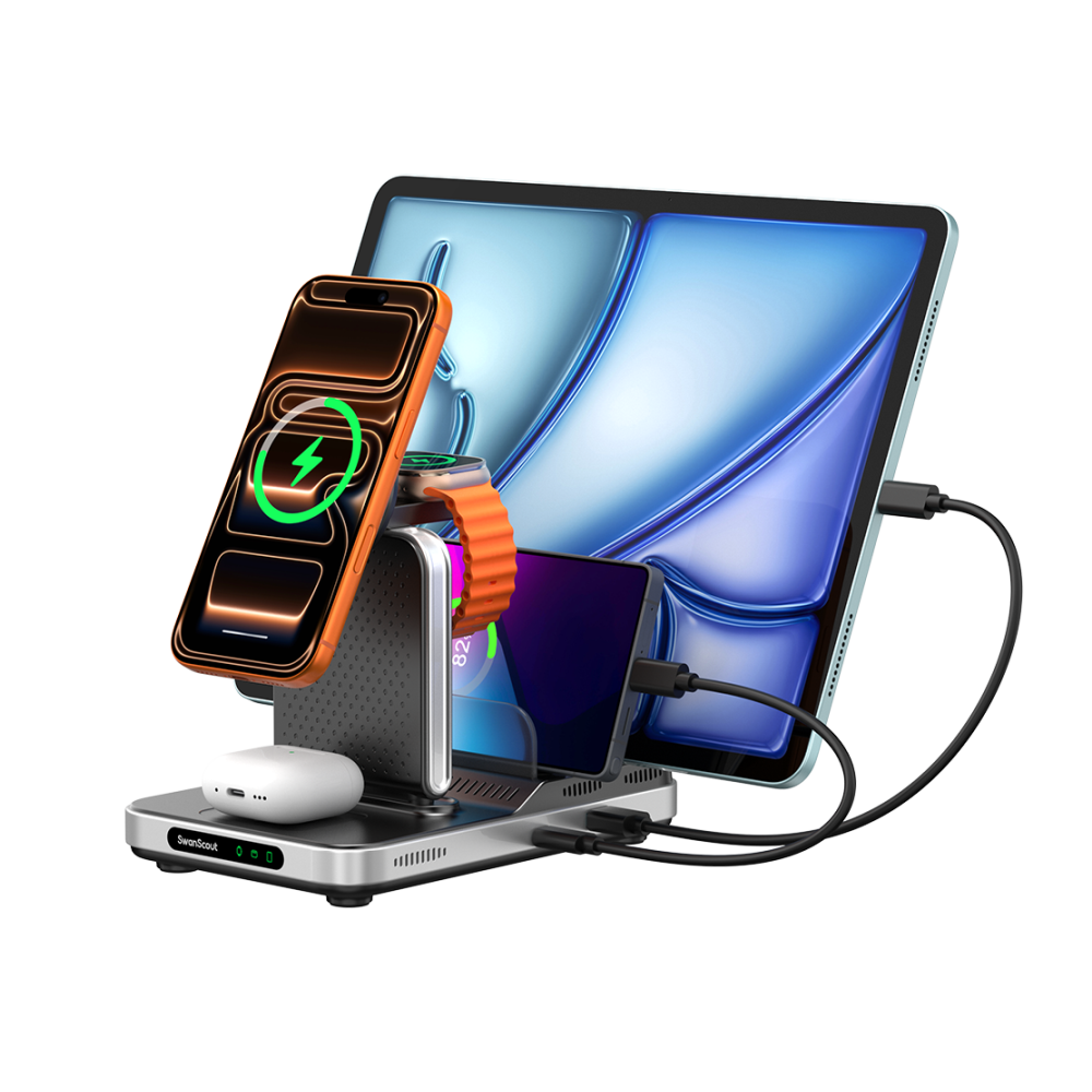 SwanScout 901M - 5 合 1 Apple 无线充电器,适合学习桌使用