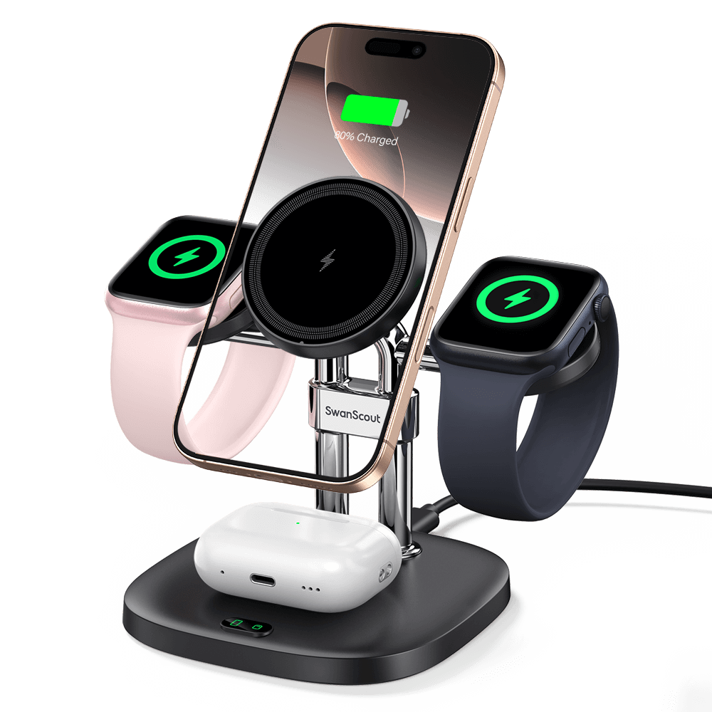 SwanScout 709M - 4 v 1 magnetická bezdrátová nabíječka pro Apple