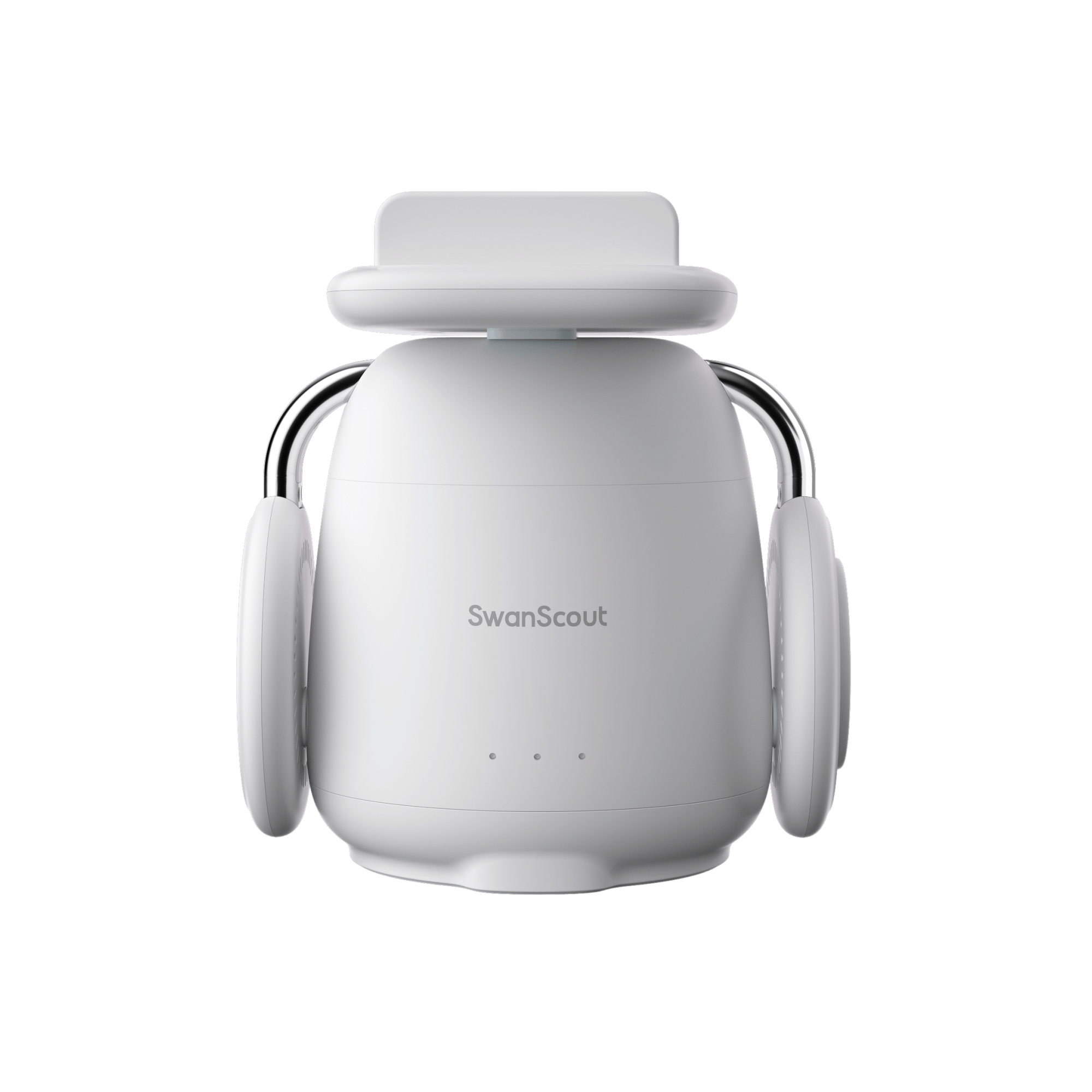 White SwanScout 707S wireless charging station for Samsung, featuring horizontal and vertical charging stand with sleek design.