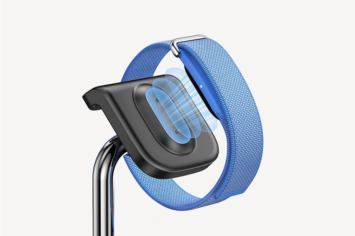 Precise alignment palladium alloy pins on fitbit wireless charging station with SwanScout S10034FA