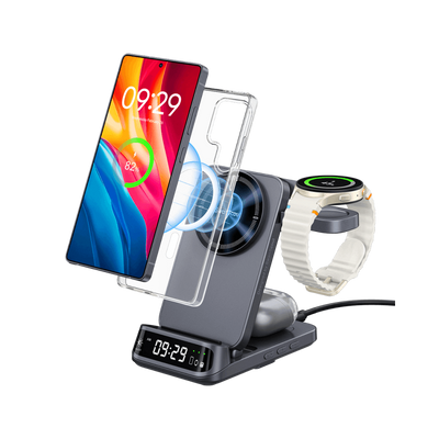 SwanScout 708SM - 3-in-1 magneettinen langaton laturi Samsungille, jossa kello