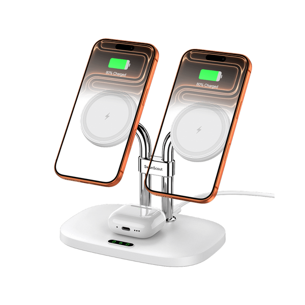 SwanScout 706M - Magnetische Dual-Telefon-Ladestation für Apple