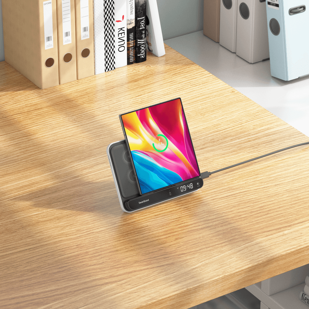 The SwanScout 504F is a stylish alternative to the Google Pixel Stand, offering fast wireless charging with a slim design.