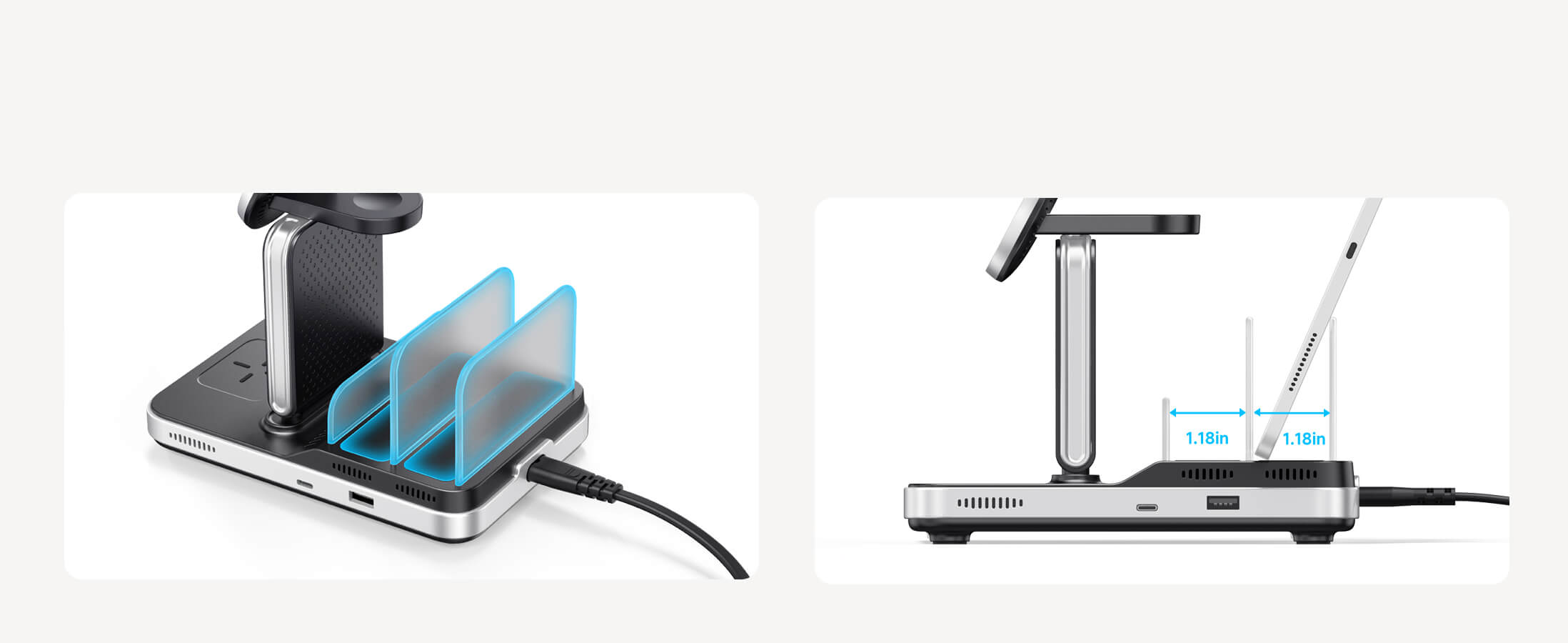 Unlike the Belkin 3 in 1 wireless charging station Apple, SwanScout 901M offers slimmer design and foldable support for your watch.