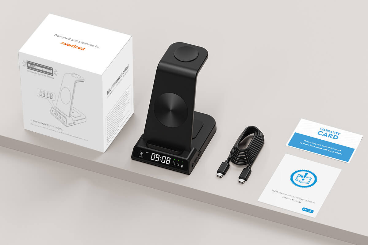 The SwanScout C01 serves as a fast and elegant wireless phone charger for modern lifestyles.