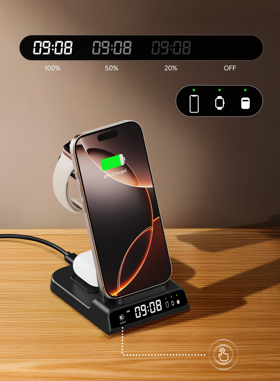 The SwanScout C02 serves as a clutter-free wireless charging station for modern households.