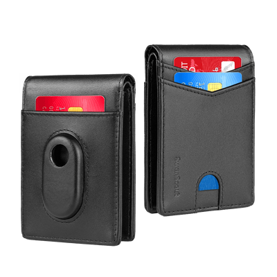 Black SwanScout 107S RFID-blocking wallet designed for Samsung SmartTag2, featuring a slim, secure wallet with smart tracking compatibility.